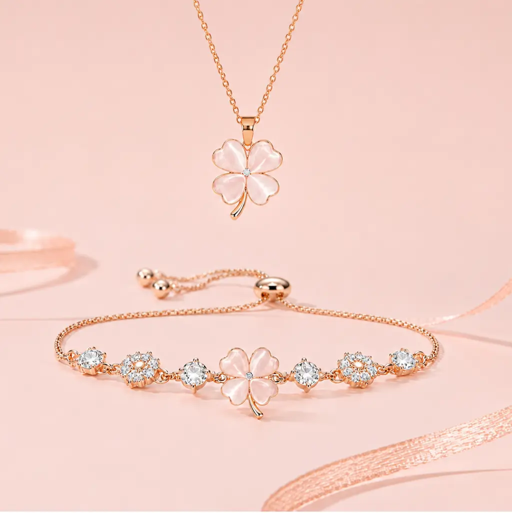Set BLESS cỏ 4 lá - Dây chuyền và vòng tay - 2