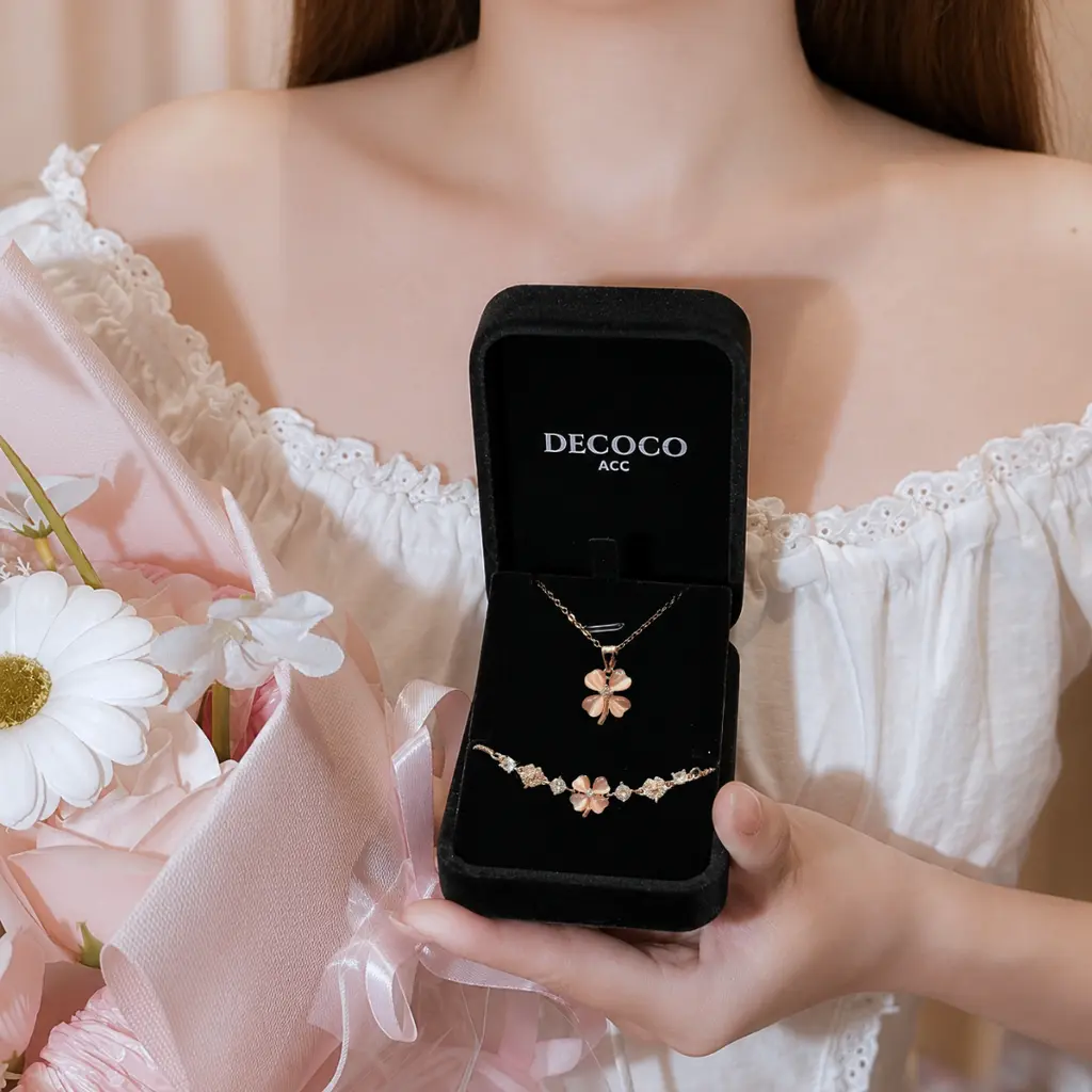 Set BLESS cỏ 4 lá - Dây chuyền và vòng tay - 8