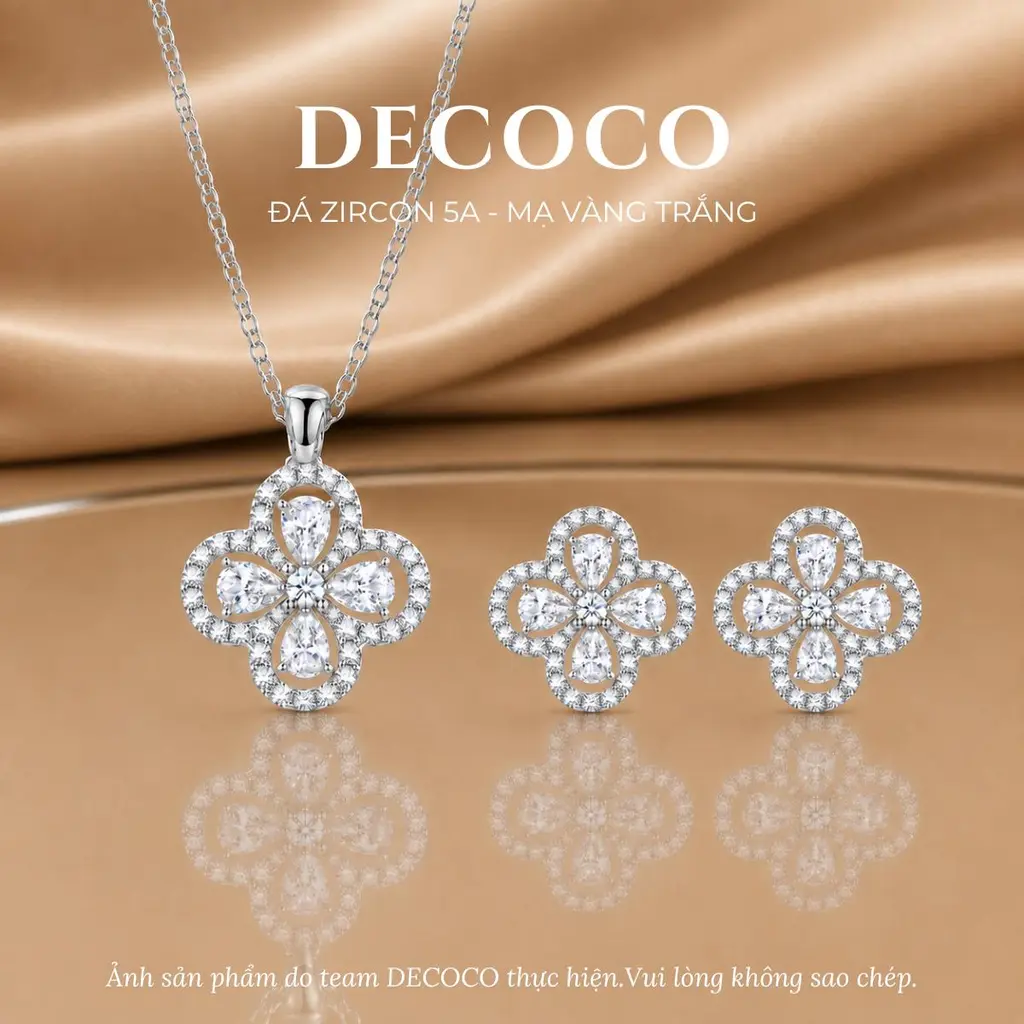 Set PALAS cỏ 4 lá - Dây chuyền và khuyên tai - 2